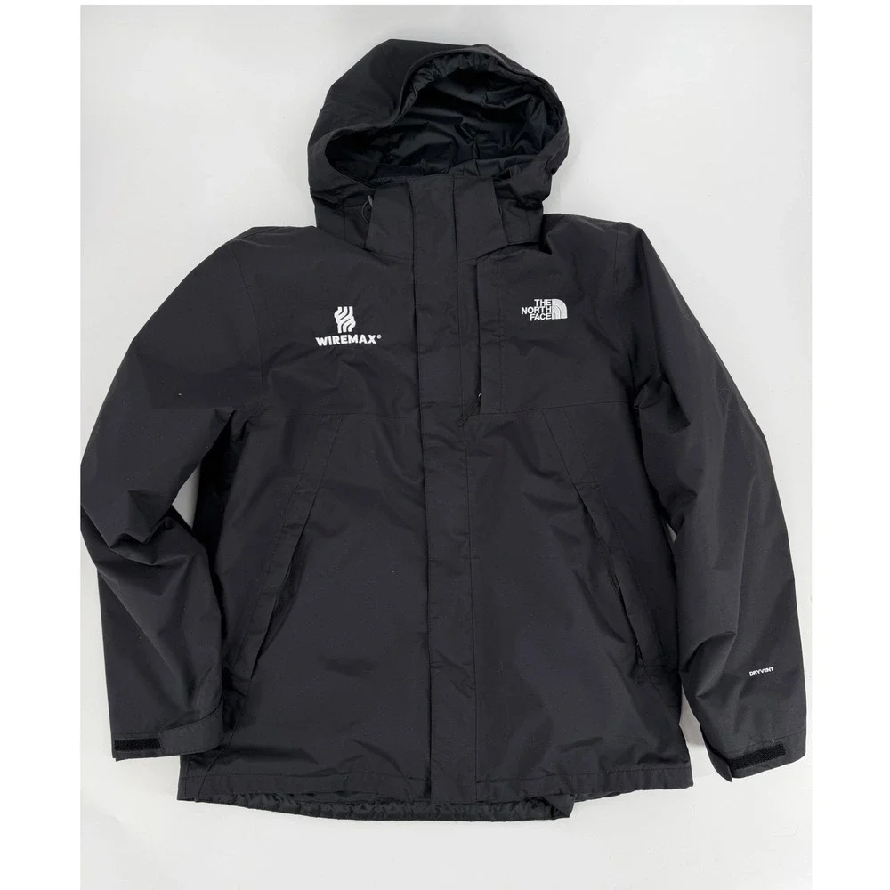 The North Face Mens DryVent Insulated Hooded Jacket Black Wiremax Logo Large